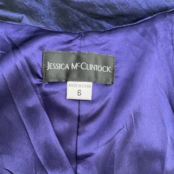 Jessica McClintock Iridescent Body-Con Mini Dress Purple Blue Cocktail F… - Picture 10 of 16